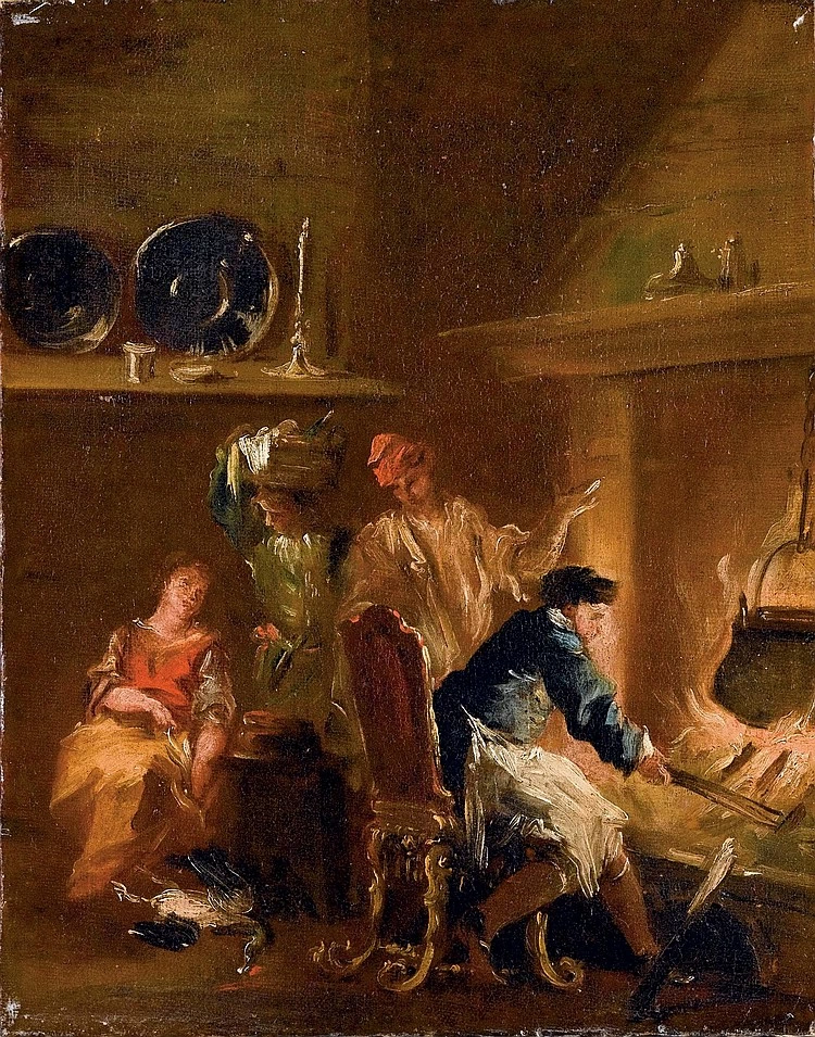 Interno di cucina con figure